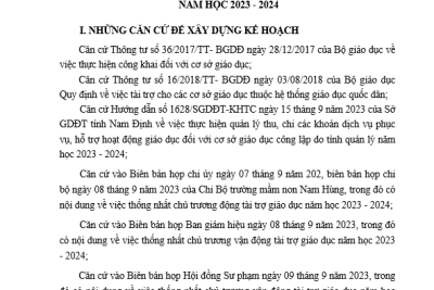 BẢN DỰ THẢO KẾ HOẠCH VẬN ĐỘNG TÀI TRỢ GIÁO DỤC  NĂM HỌC 2023 – 2024